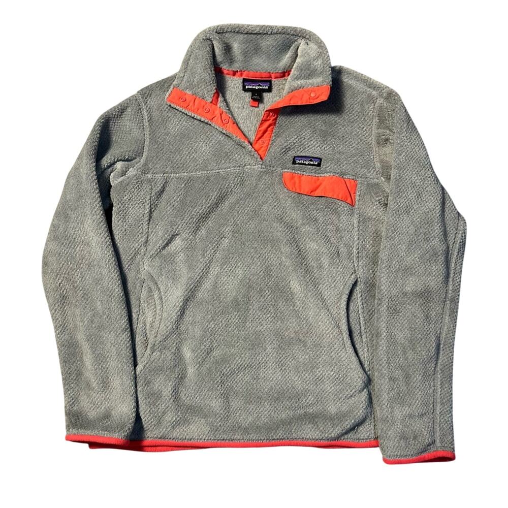Patagonia Gray & Coral Re-tool Fleece Pullover